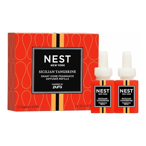 NEST New York Smart Home Fragrance Diffuser Refill Smart Vials, Sicilian Tangerine - Set of 2 - Designed for NEST x Pura 3 and NEST x Pura 4 Diffusers - Cruelty Free, Vegan