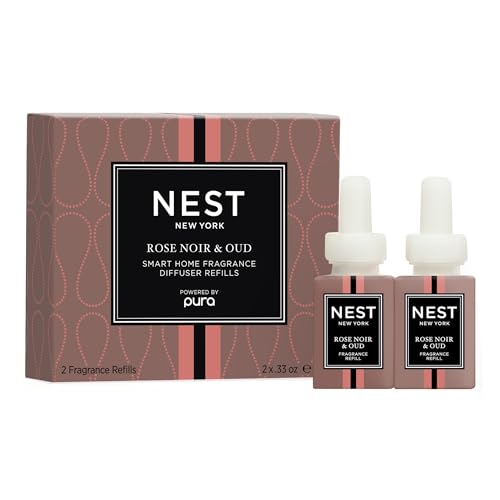 NEST New York Smart Home Fragrance Diffuser Refill Smart Vials, Rose Noir & Oud - Set of 2 - Designed for NEST x Pura 3 and NEST x Pura 4 Diffusers - Cruelty Free, Vegan