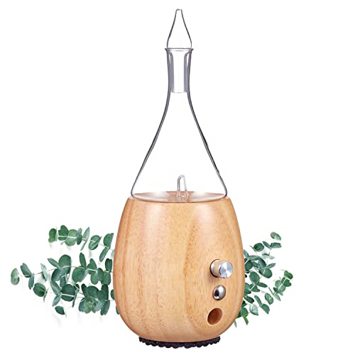 Organic Aromas Raindrop 2.0 Aromatherapy Diffuser for Essential Oil, Waterless Glass Nebulizer w/Auto-Off Switch, BPA Free - Lightwood